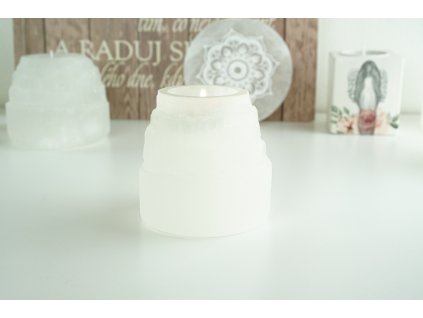 Svícen ze Selenitu bílý - stupňovitý