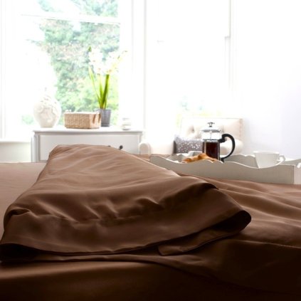 hedvábné povlečení přikrývka set mocha lovesilk