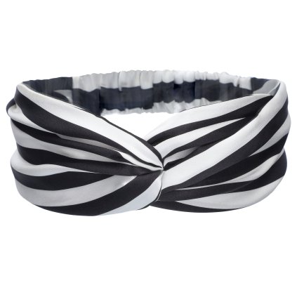 hedvabna lovesilk celenka do vlasu prouzek cerna bila