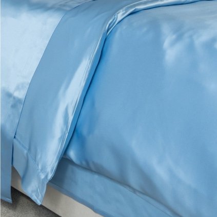 hedvábný povlak na přikrývku světle modrý LOVESILK