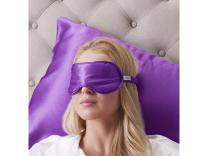 hedvábná relaxační maska na spaní fialová LOVESILK