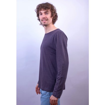 Hedvábné triko s dlouhým rukávem -  tmavě šedá UNISEX