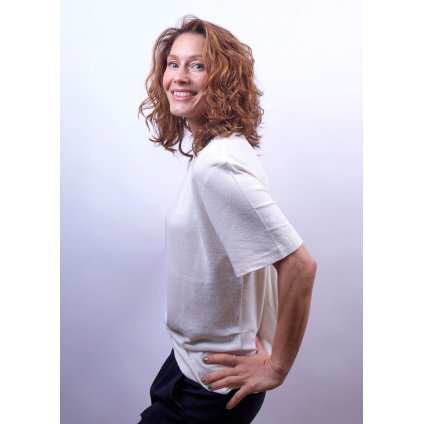 Hedvábné triko s krátkým rukávem -  krémová UNISEX