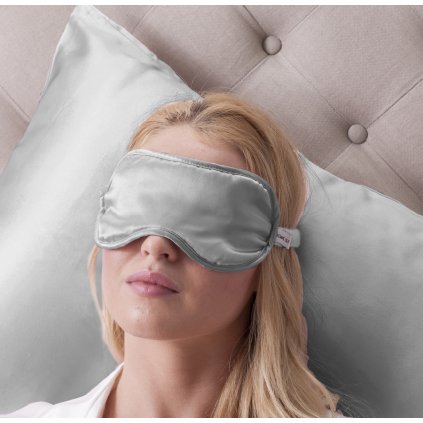 Hedvábná relaxační maska na oči šedá LOVESILK