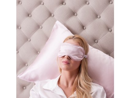 Hedvábná relaxační maska na oči růžová LOVESILK