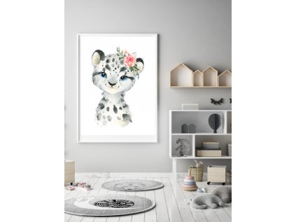 Plakát Arctic leopard s kytičkou