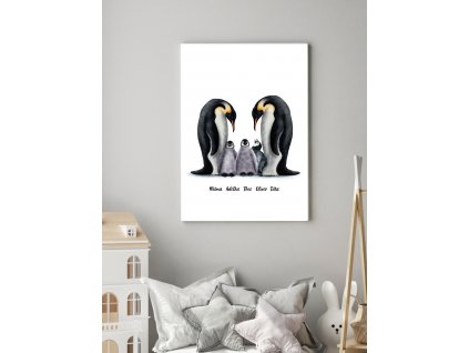 Plakát Tučňáci Pětičlenná rodina na přání