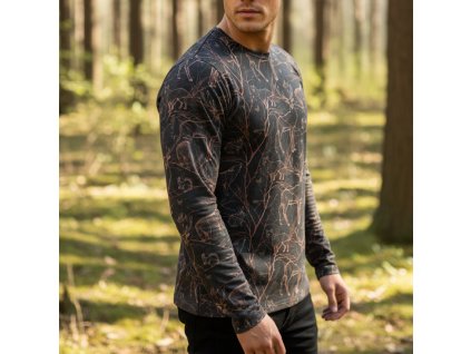 Pánske tričko Black Woodland dlhý rukáv