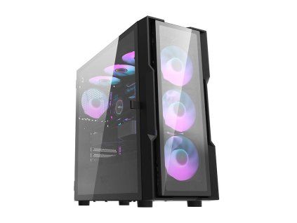 DarkFlash DK431 Skleněná počítačová skříň + 4 ventilátory černá