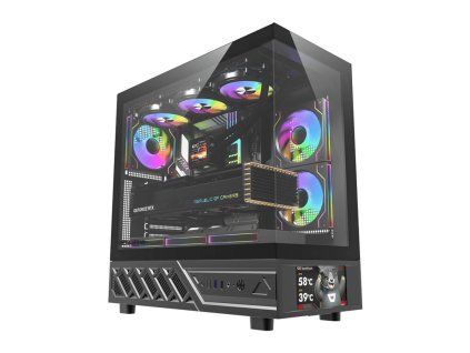 DarkFlash DS950V s displejem Počítačová skříň + 6 ventilátorů černá