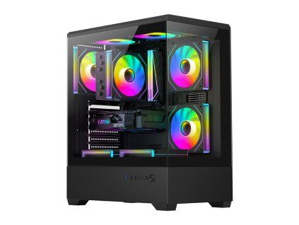 DarkFlash C365 Počítačová skříň + 5 ventilátorů černá