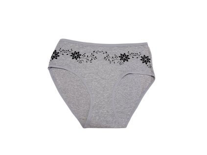Dámské bavlněné kalhotky Květ VĚTŠÍ VELIKOST - šedá
