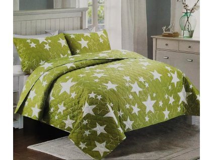 Přehoz na postel 200x240 - Zelené hvězdy