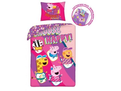 Dětské bavlněné povlečení s motivem Peppa Pig – ložní souprava 2v1