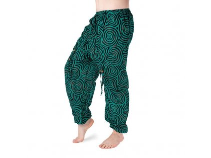 Bavlněné harémové kalhoty se vzorem,zeleno-černé