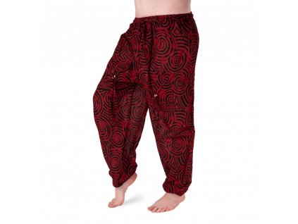 Bavlněné harémové kalhoty se vzorem,červeno-černé