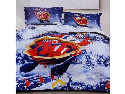 7dílné vánoční povlečení - Santa modré