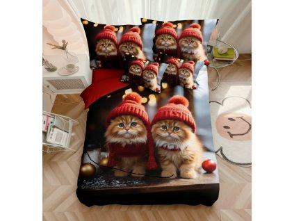 7 díl. vánoční povlečení s kočičkami
