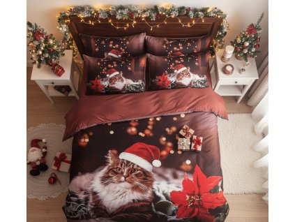 Vánoční povlečení kočička