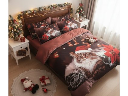 7dílné Vánoční povlečení KOČIČKA