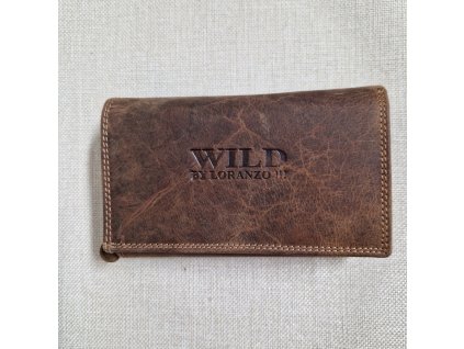 Velká kožená peněženka WILD se zapínáním- hnědá