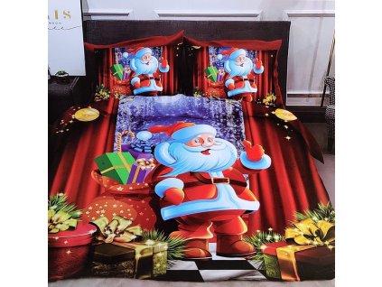 Vánoční francouzské 3D povlečení - Santa a dárky 3