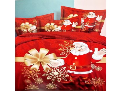 Vánoční francouzské 3D povlečení - Santa a mašle