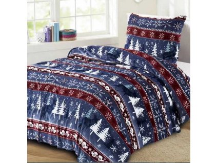 Mikroplyšové vánoční povlečení - Nordic style blue