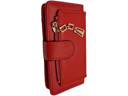 Dámská peněženka červená, velká, se zlatým zipem
