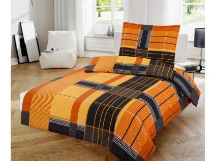 Bavlněné povlečení EXCLUSIVE design oranžová a černá