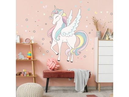 stickers wall stickers self adhesive wallpaper unicorn rainbow coloured textile wall sticker 9311f 077 full