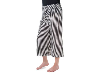 kalhoty culottes pruhovane cerna a bila