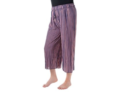 kalhoty culottes pruhovane pudrova ruzova a modra