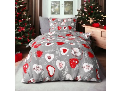 flanelove obliecky homa ora heart 3 dielna suprava 140x200 cm 5969