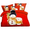 Vánoční 3D povlečení červené - Sněhulákovi