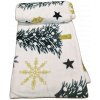 Vánoční mikroplyšová deka 150x200cm - bílá s vločkami a stromky