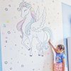i3095 40630 self adhesive wallpaper unicorn rainbow coloured textile wall sticker lg