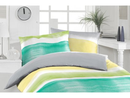 Krepové povlečení Florella Area Aqua (Varianty 70x90 + 140x200 cm)
