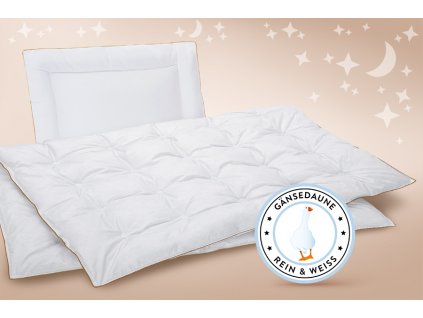 Dětský set Frau Holle z prachového husího peří (Varianty set: 40x60 cm (60 g) + 80x80 cm (150g))