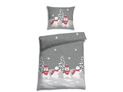 Dines grau Flanell Bettwäsche 1 Kissen