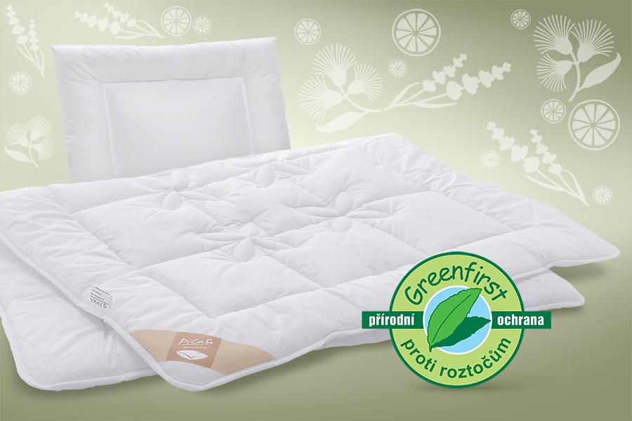 Picaso manufactury Dětský set Greenfirst s protiroztočovou úpravou Rozměr: polštář batole 40x60 cm (250g) + přikrývka 90x135 cm (300g/m²)