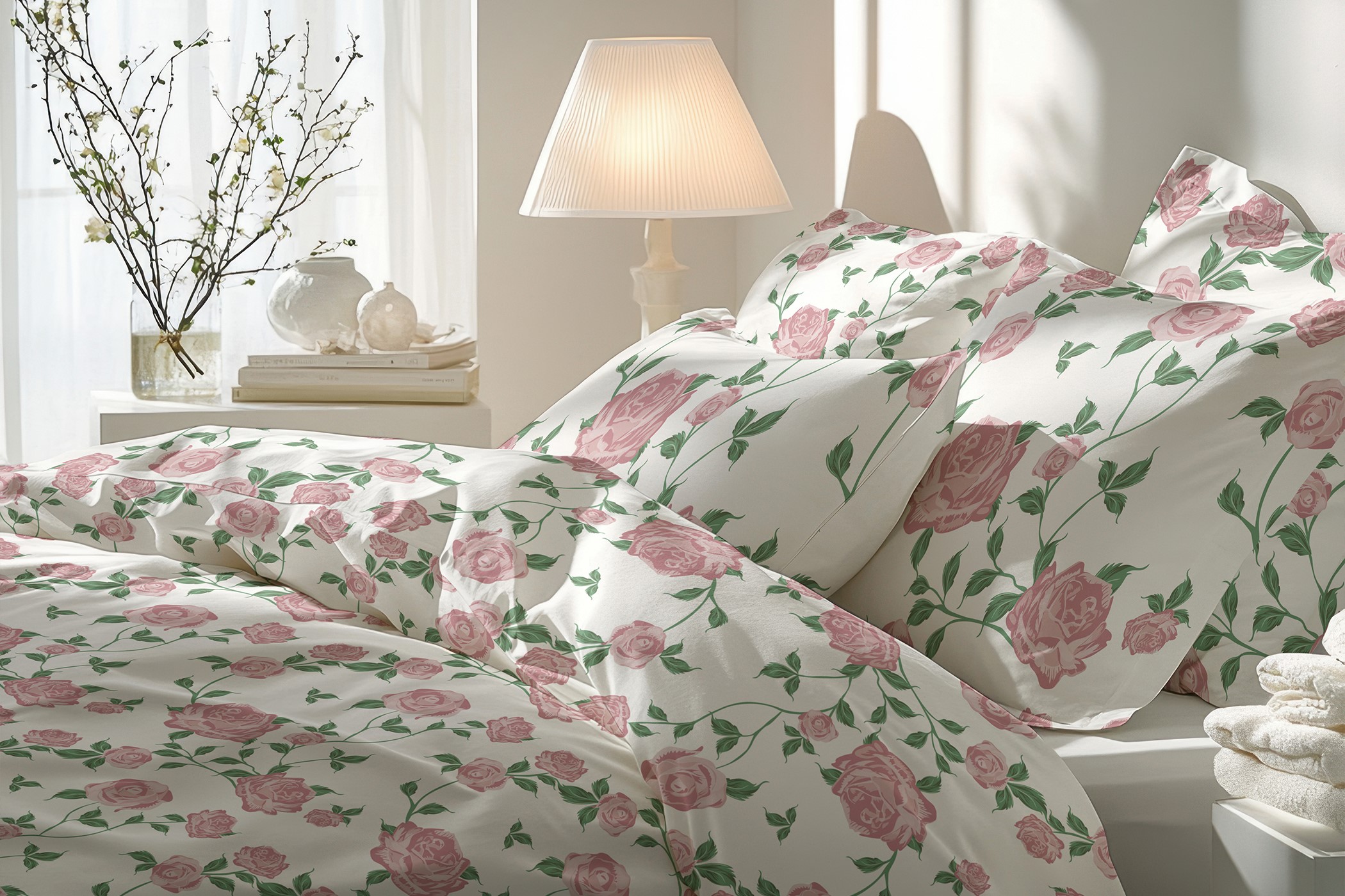 Florella Povlečení Rose Rosé Rozměr: 70x90 + 140x200 cm (zdarma povlak 40x80 cm)