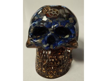 Orgonit lebka-lapis lazuli,karneol-7x8x10cm