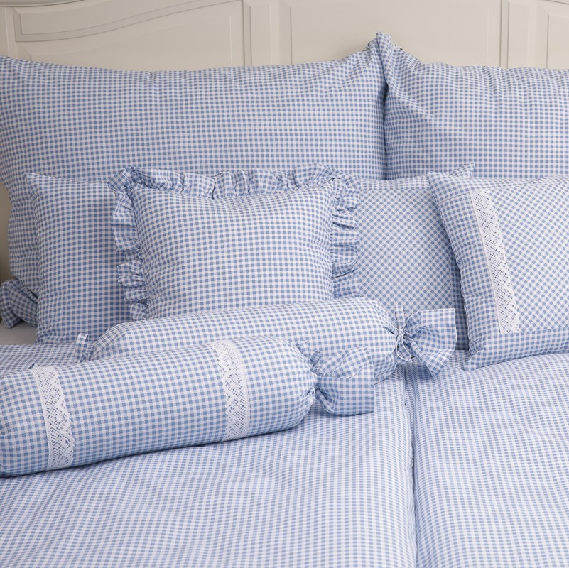 Krepové povlečení Pepito kostička v modré barvě