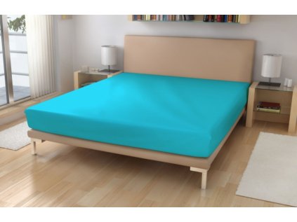 Jersey prostěradlo LYCRA tyrkys 22 (Název 90x200 cm na výšku 15-20 cm (dodací lhůta 5 až 7 dní), Barva Modrá)