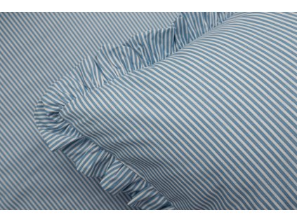 Krepové povlečení MODRÝ PROUŽEK drobný s kanýrem (Název 140x200 cm (1 ks), 70x90 cm s kanýrem (1 ks) , Barva Modrá)