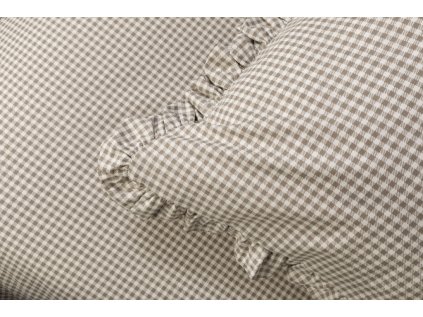 Krepové povlečení PEPITO kostička béžová S KANÝREM (Název 140x200 cm (1 ks), 70x90 cm s kanýrem (1 ks) , Barva Hnědá)