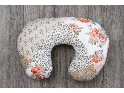 Polštářek PODKOVA patchwork oranžový (Název PODKOVA - cestovní polštářek, Barva Oranžová)