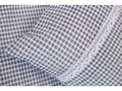 Bavlněné povlečení MODRÁ KOSTIČKA negativ s krajkou (Název 140x200 cm (1 ks), 70x90 cm s krajkou (1 ks) , Barva Modrá)