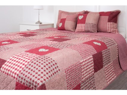 Oboustranný prošívaný přehoz PATCHWORK ČERVENÝ (Název Prošívaný přehoz DELUXE 140x200 cm, Barva Červená)